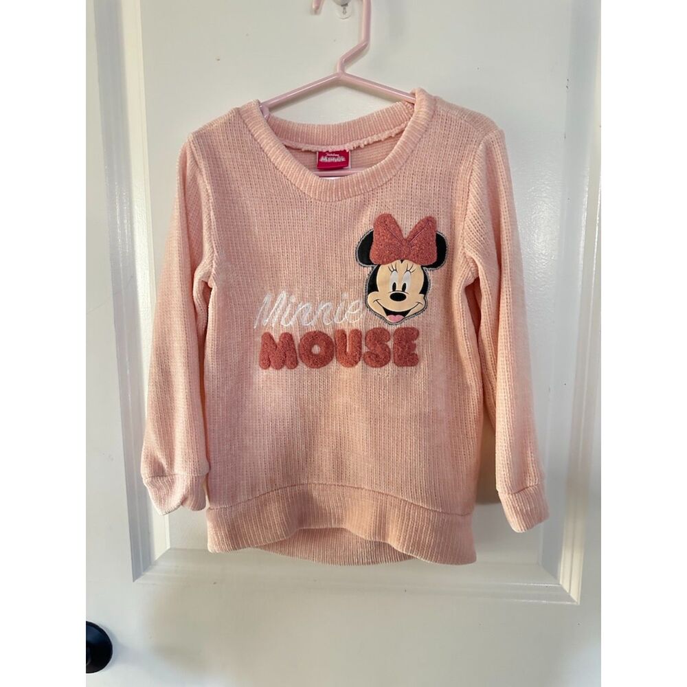 Disney Junior Minnie Mouse Soft Pink Sweater with Minnie's Logo Size 4T
